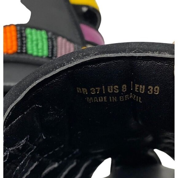 NWOB FARM Rio Sz 8 Rainbow Beaded Mule Vegan Tropical Vacation Boho - Picture 11 of 12